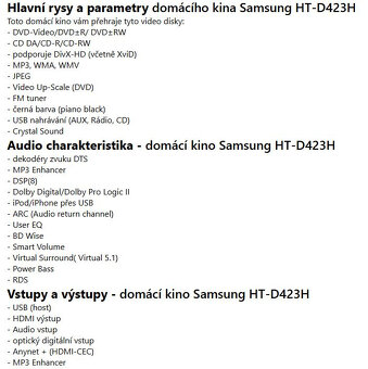 Domáce kino Samsung HT-D423H - 9
