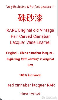 Starožitná čínska vyrezávaná váza z Cinnabaritu (rumelka) 18 - 9