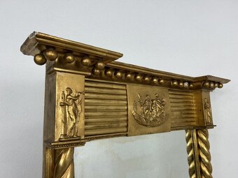 Veľké zlátené figurálne zdobené empírové zrkadlo - 9