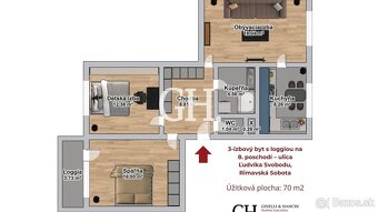 3-izbový byt s loggiou na 8. poschodí – ulica Ľudvíka Svobod - 9