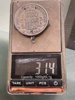 starožitny strieborný nožík 5 pesetas 1871 - 9