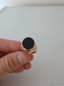 Pánsky zlatý prsten s ónyxom - 9