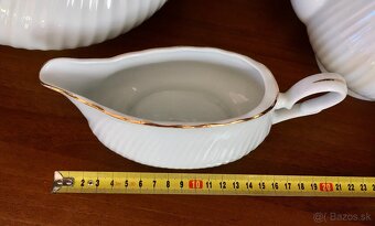 Porcelánová 7 dielna súprava - misa, čajník, omáčnik, tácky - 9
