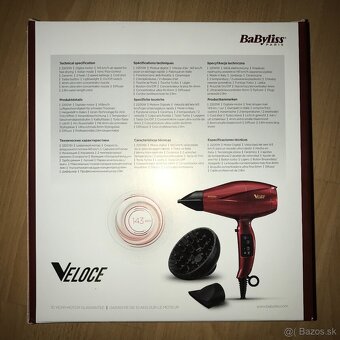 FÉN BaByliss Veloce 2200W červený + darček - 9