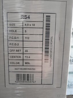 Alu disky R18 5x112 Et45 8J MAM RS4 MSL Seat Audi Vw Škoda - 9