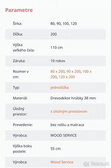 PREDÁM POSTEĽ s roštom a matracom - 9