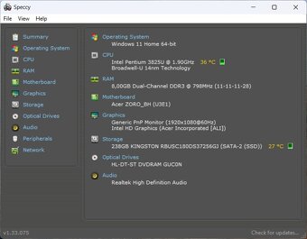 Acer Aspire E5-573 /Intel 3825U/8GB RAM/FHD/256GB SSD/Bat ok - 9