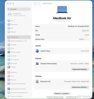 Apple MacBook Air 13,6" M3, 8C CPU/10C GPU/16GB/512GB - 9