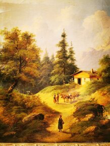Olej na platne Alpská krajina 1720 signováno - 9