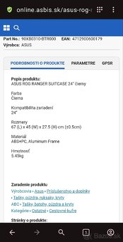 Predám nový cestovný kufor ASUS ROG RANGER SUITCASE 24" - 9