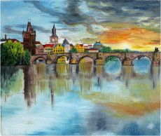 Ručne maľovaný obraz - Olejomaľba - Mestá a budovy - 9