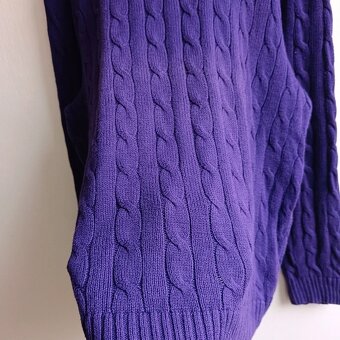 POLO Ralph Lauren fialový pletený sveter cable knit L - 9