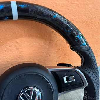 VOLANT VOLKSWAGEN R RLINE GTD GTI - KOZA / Modry KARBÓN - 9