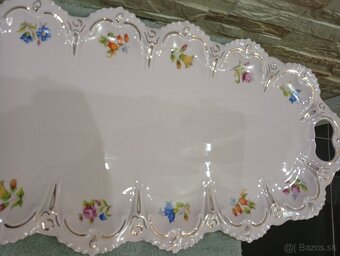 Růžový porcelán, velký podnos, Chodov - 9