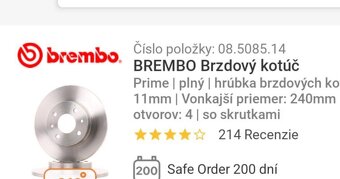 Brzdové kotúče+platničky Brembo - 9
