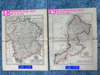 Slovenské župy 200 ročné mapy celá zbierka na predaj - 9