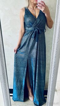Spoločenské šaty metalic blue - 9