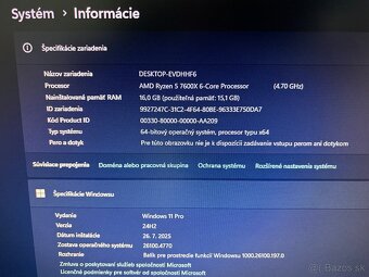 PREDÁM HERNÝ PC - R5 7600X, RTX 3070 8GB, 16GB DDR5, SSD,HDD - 9