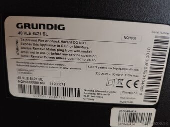 Predám Smart LED TV GRUNDIG 48VLE6421BL Full HD - 9