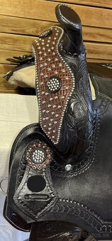 Westernový sedlový komplet 23) černé Floral hnědý krokodýl - 9