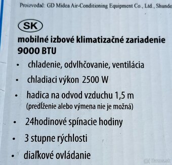 ❄️ IBA 99€ ❄️ Mobilná klíma 2,6 kW - 9