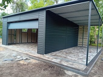 Plechová garáž 5,8 × 6 m + bočný prístrešok 2,5 m | SPG_0004 - 9