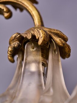 Secesný bronzový luster s kosatcami (iris) - 9