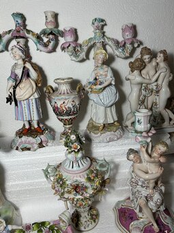 Starožitný porcelán svietnik misa socha - 9