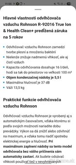 Odvlhčovač vzduchu Rohnson R-92016 True Ion & Health Clean+ - 9