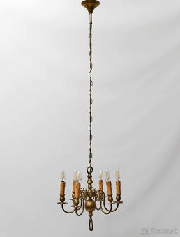 Elegantný holandský šesťramenný luster z liatej mosadze - 9