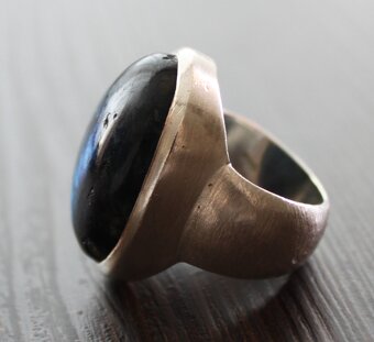 Masívny strieborný prsteň 925 s labradoritom - 9