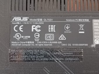 Rog Strix GL702VSK - i7 7700HQ, GTX 1070 8GB - 9