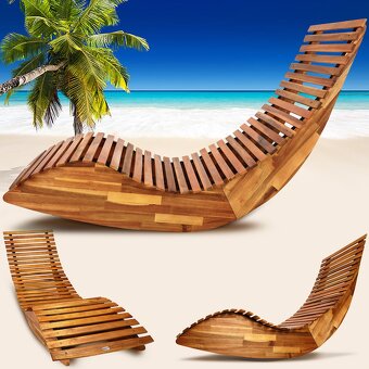 Ergonomické zahradné lehátko drevené agát poduška kryt - 9
