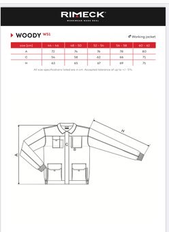 Woody pracovná bunda pánska Rimeck ebony gray 48/50 - 9