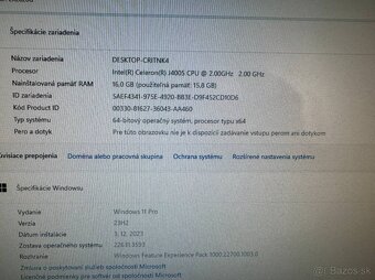 Počítač Acer.Intel Celeron J4005 2x2,00GHz.16gb ram.512SSD - 9