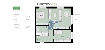 Na predaj 3-izbový byt s balkónom B1 - 9