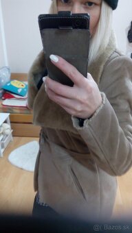 Dámsky kabát jelenicový hnedý S-M - 9