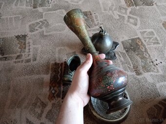 Starožitnosti, mosadzné, Váza , dóza na mince - 9