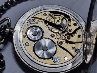 Strieborné, vreckové hodinky,Lanco. - 9