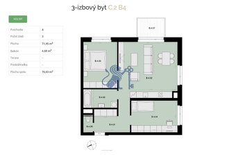 Na predaj 3-izbový byt s balkónom - B4 - 9