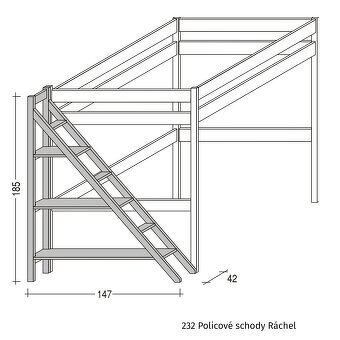 Poschodová posteľ Ráchel s policovými schodmi a skrinkou - 9