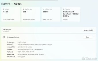 Lenovo ThinkPad P15 Gen 2 i9 / 32 GB RAM/ 6GB GPU - 9