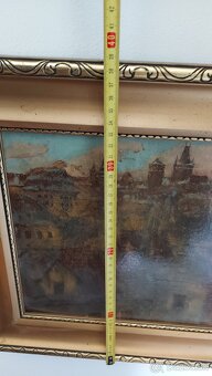 Predám starú olejomalbu na sololite sig. Maran G.S. Pražské - 9