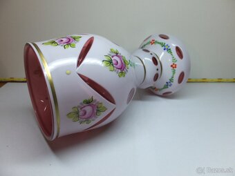 Přejímané sklo, krásný starožitný pohár-váza. - 9