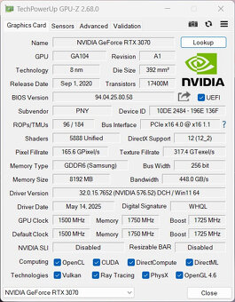 PNY Nvidia RTX 3070 8 GB Samsung - 9