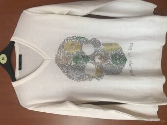 PHILIPP PLEIN white/crystal tenký dámsky svetrik S/M - 9