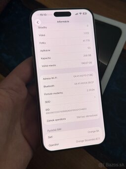 iPhone 16 Pro Max 256gb Natural 99% bateria top stav - 9