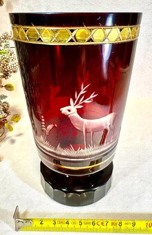 Biedermeier lovecký pohár rytina Top stav - 9