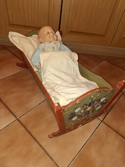 Stará maľovaná drevenná koliska - 9