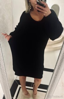 Damske pletene šaty s opaskom Mirella black - 9